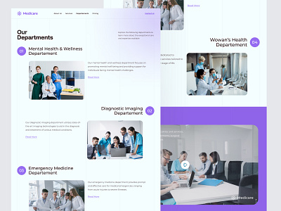 Medicare - Departements departements departements healthcare design doctor dribbble health health care healthcare hospital landing page medical medical care minimalist modern uiux user interface web web design website website design