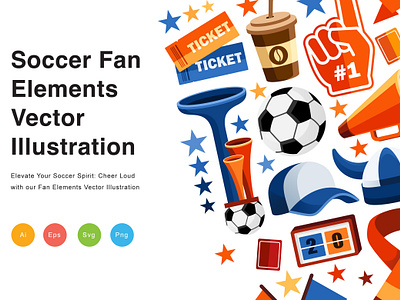Soccer Fan Elements Vector Illustration event