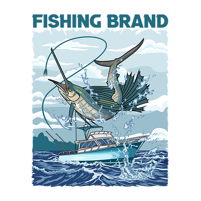 marlin sailfish boat fishing illustration vector image t shirt fishing t shirt design
