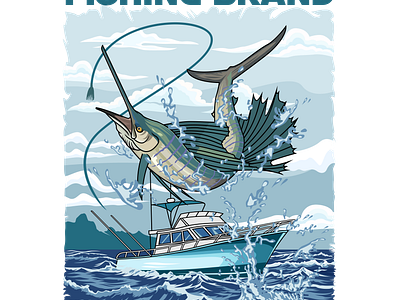 marlin sailfish boat fishing illustration vector image t shirt fishing t shirt design