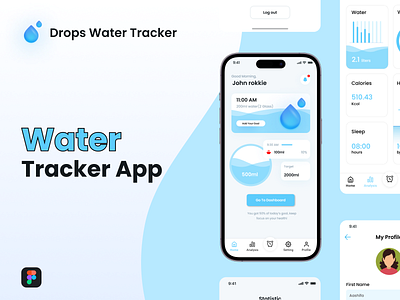 Water Tracker App 3d animation branding figma graphic design logo motion graphics ui
