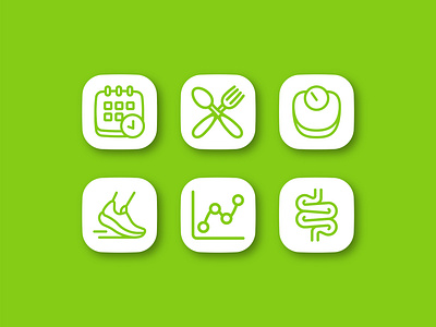 Health App Icons app branding design diet app graphic design health app health app icon health icon icon logo minimalist ui vector visual identity