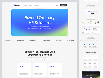 Landing Page for SaaS HR Company clean home page hr solution interface landing page marketing saas software ui web web design website