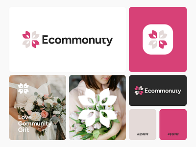 Ecommunity app branding combination community design dualmeaning flower flowerdesign gift giving graphic design illustration logo logodesign wedding