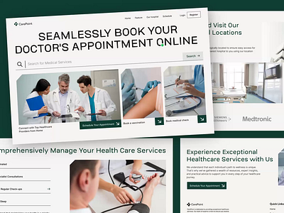 CarePoint - Doctor Appointment Website appointment clean consultation design doctor health health care hospital medical medical website medicine patient service ui ui ux ux web web design website website design