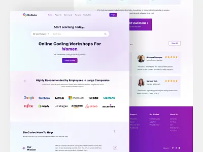 SheCodes Website Redesign Concept branding clean coding creative design graphic design landing page shecodes techcommunity ui ui design webdesign womenintech