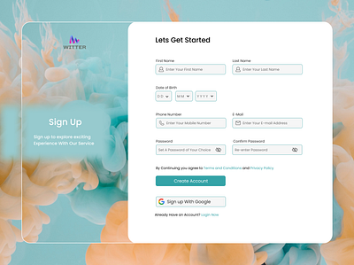 Witter Signup form design 3d animation branding graphic design insta form logo priyanshu thakur sign in form sign up form signin signin form signup signup form single step sign up form social media sign up form ui witter witter form