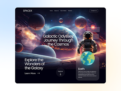 SPACEK - Galaxy website design animation design galaxy website motion graphics planet landing page planet website space ui website