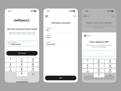 Simple sign up flow - OTP verification - Account Creation android app create profile design ecommerce ios kyc login otp password product design profile saas signup ui verification