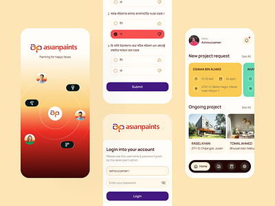 UI Design for Asian Paints' Internal App app app design asianpaints design feedbackform mobileappdesign productdesign projectmanagement ui ui ux ui design ux