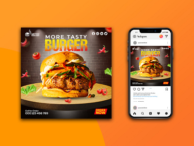 Social Media Ad Design for Burger adver branding burger ad design food ad graphic graphic design illustration pizzaa post design restaurant social ad design social media post design