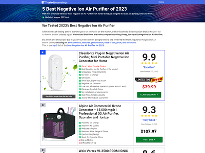 5 Best Negative Lon Air Purifier Funnelish Funnel best funnelish template best product funnel checkoutchamp expert funnelish expert listicle funnelish template listicle page