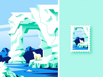 Festa's campaign - Climate change bear campaign change climate environmen festa geometric gradient ice iceberg iceland illustration nature ocean polar sustainability