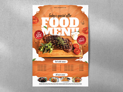 Food menu poster cmyk food list menu offer poster print restaurant template
