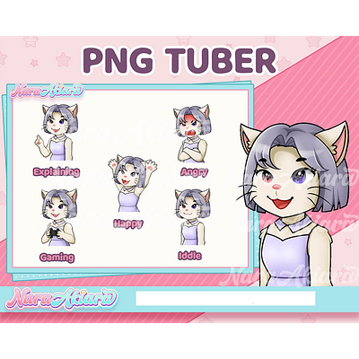 Get Ready for Amazing Streams with Short Hair Cat Girl PNGTUBER kawaii