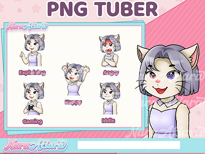 Get Ready for Amazing Streams with Short Hair Cat Girl PNGTUBER kawaii