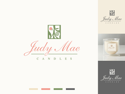 Judy Mae Candles - Logo design art candles classic creative decorative elegant feminine floral graphic hand drawn handwritten iconic logo natural old looking pastels vintage