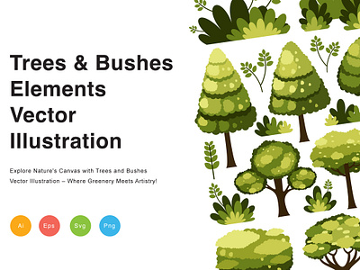 Trees and Bushes Elements Vector Illustration flora