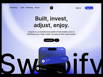 Swapify - Web 3.0 branding built buy cash crypto aseets desktop screen graphic design invest logo mobile screen planning secure trade ui