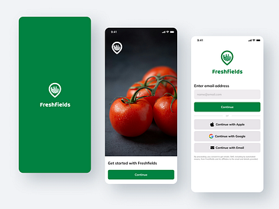 Freshfields - Log In Mobile Design branding case study dairy goods design system farm farming farming app fruits app graphic design login logo mobile app mobile design motion graphics organic goods registration sign up form ui ux vegetables