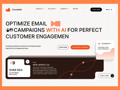 FoundMail - AI Website ai branding company customer customer engageme design desktop screen found mail graphic design logo mobile screens optimize email screens technology ui