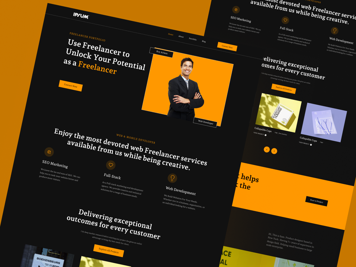 Landing Page Design For Portfolio Website creative landing design website landing page portfolio design portfolio page portfolio website web portfolio website design