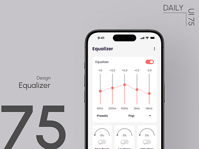 Day 75: Equalizer audio control audio customization bass boost daily ui challenge equalizer app loudness enhancement presets ui design