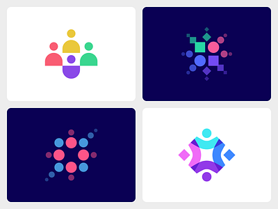 Gathering logo abstract colored creative flat fun geometric kreatank logo logos minimal modern people simple social soft software tech technology