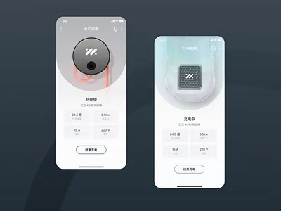 Home charging pile control page UI design car charging electric vehicle ev ui