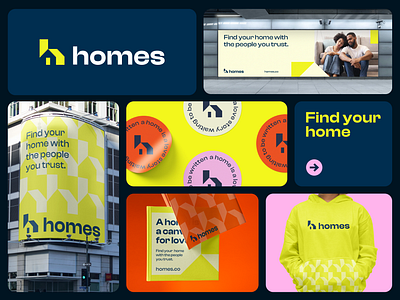 Homes Branding - Behance abstract ai bold branding corporate family finance fintech fun h home house identity letter logo minimal real estate saas vibrant web3