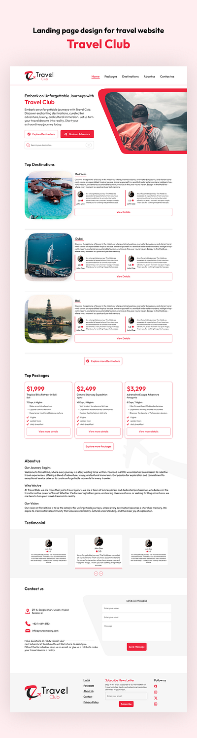 User-Friendly Landing Page for the Ultimate Travel Experience design home page landing page landing page desin landing page of website travel website ui ux web design web landing page design website landing page what is landing page