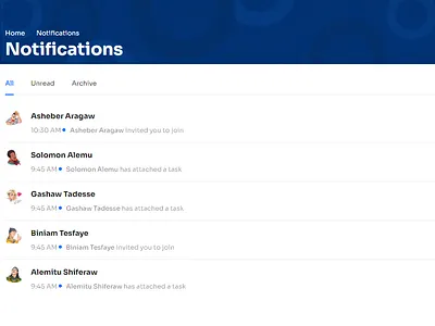 Notifications Page antd design notifications notifications page react ui web design website