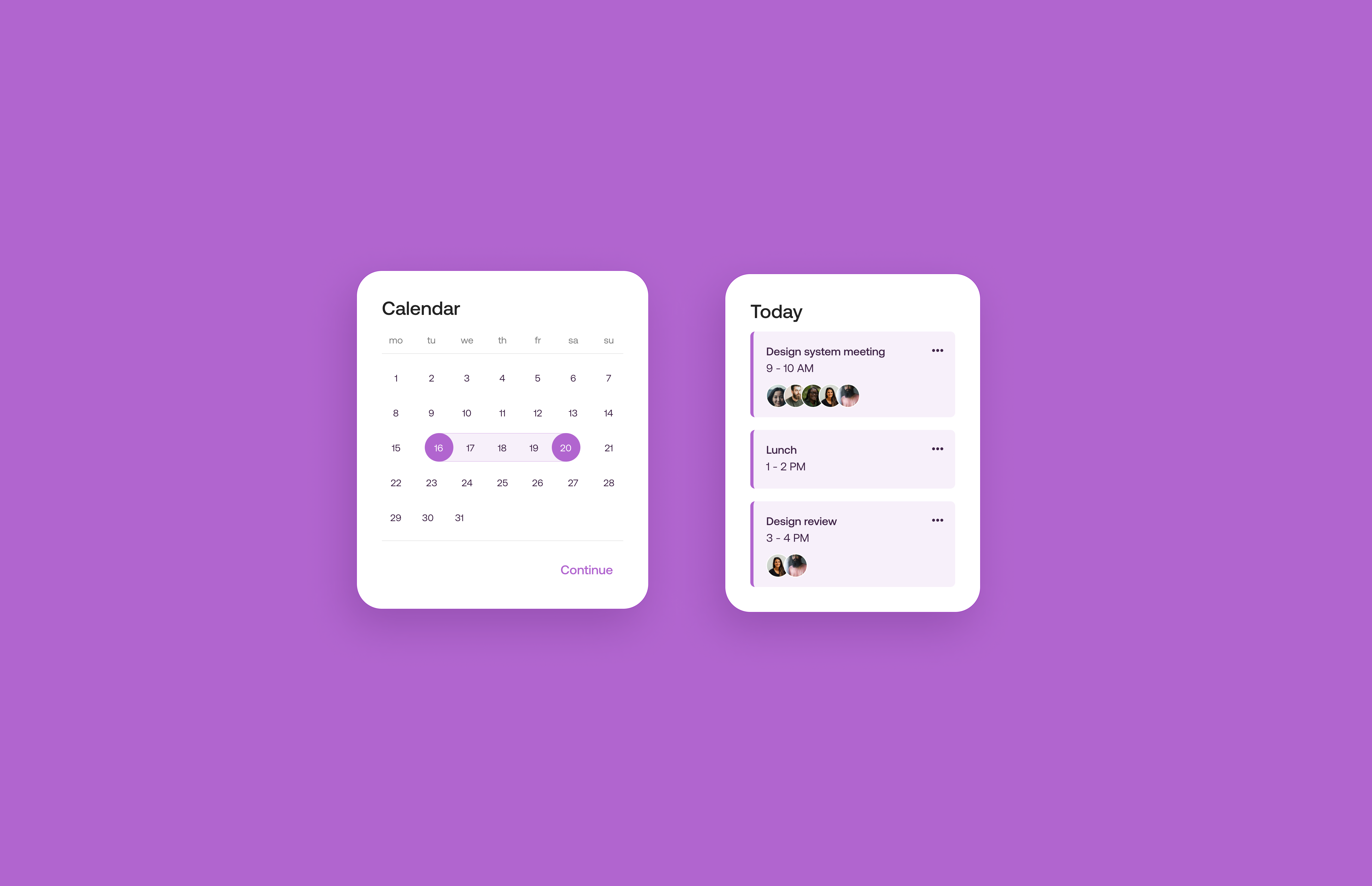 UI Kit Cards ✦ Calendar calendar design ui kit ui kit calendar