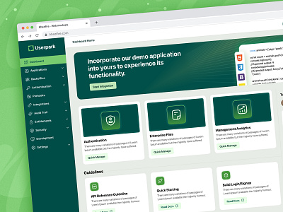 Userpark — SaaS Dashboard ✨ admin design ai dark dashboard dashboard design design green green ui saas saas dashboard ui uidesign ux web application website