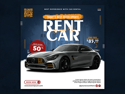 Car rental social media banner car offer social media banner