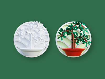 Tier badge first draft 3d badge blender bonsai c4d cycles design game gamigication green illustration leaves level levels pin render tier tiers tree ui
