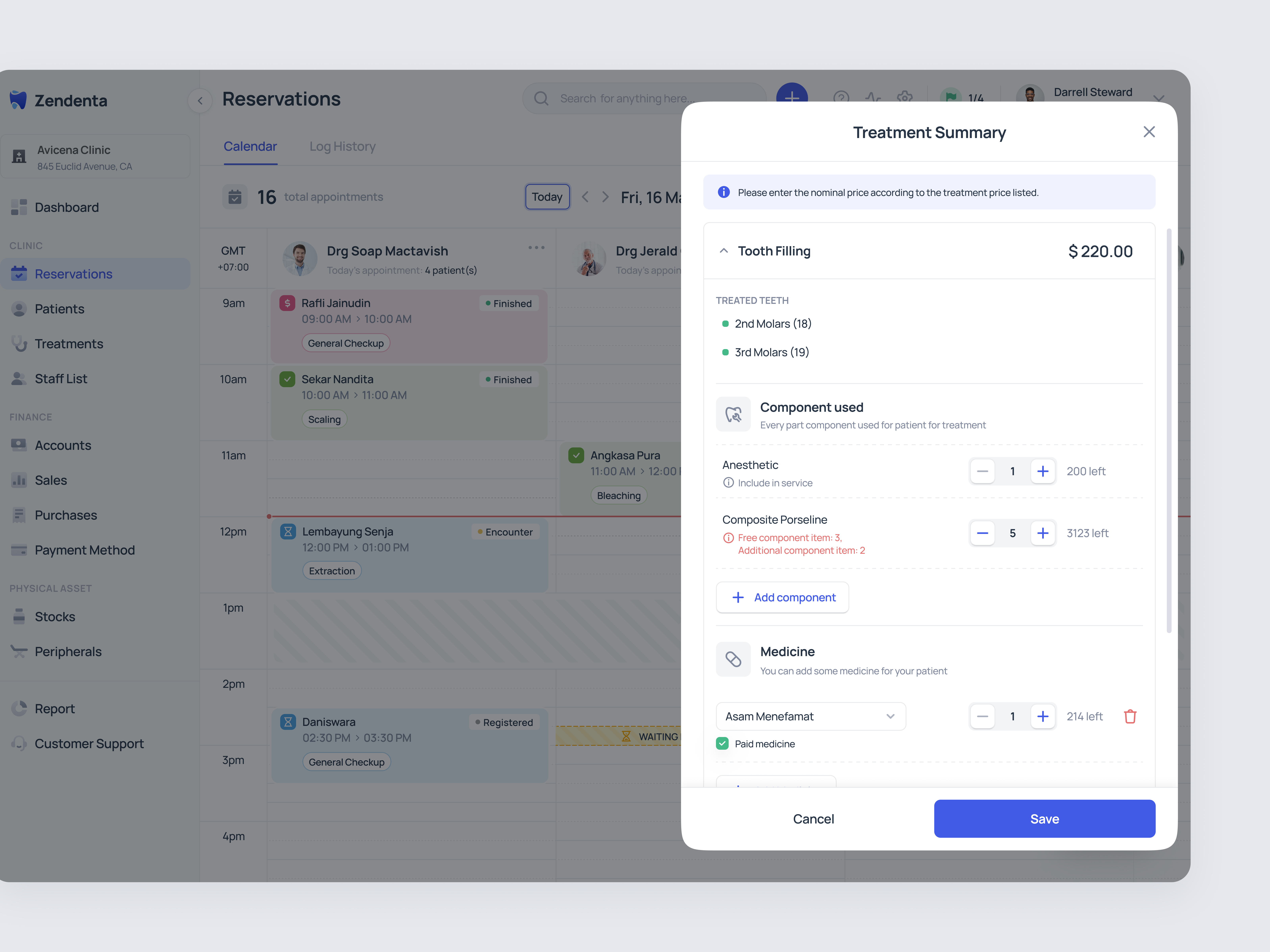 Zendenta - Treatment Summary - a SaaS of Dental Clinic clinic dental dental clinic ehm emr health care hospital management product design reservation saas saas dental saas design treatment summary ui ux web design