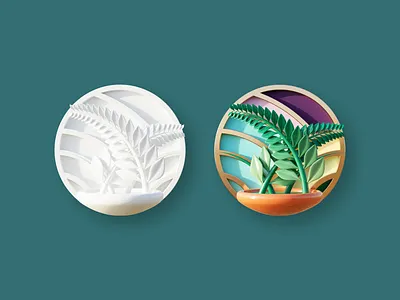 Tier badge third draft 3d app badge blender bonsai clay color fern game gamification green illustration japan leaves level pin render tier tiers tree