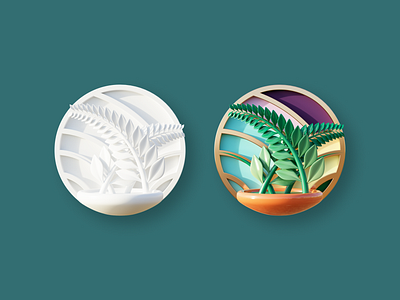 Tier badge third draft 3d app badge blender bonsai clay color fern game gamification green illustration japan leaves level pin render tier tiers tree