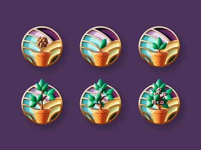 Final tiers badge - Color 3d app badge blender bonsai c4d design game gamification illustration japan leaves levels pin render seed shield tiers tree ui