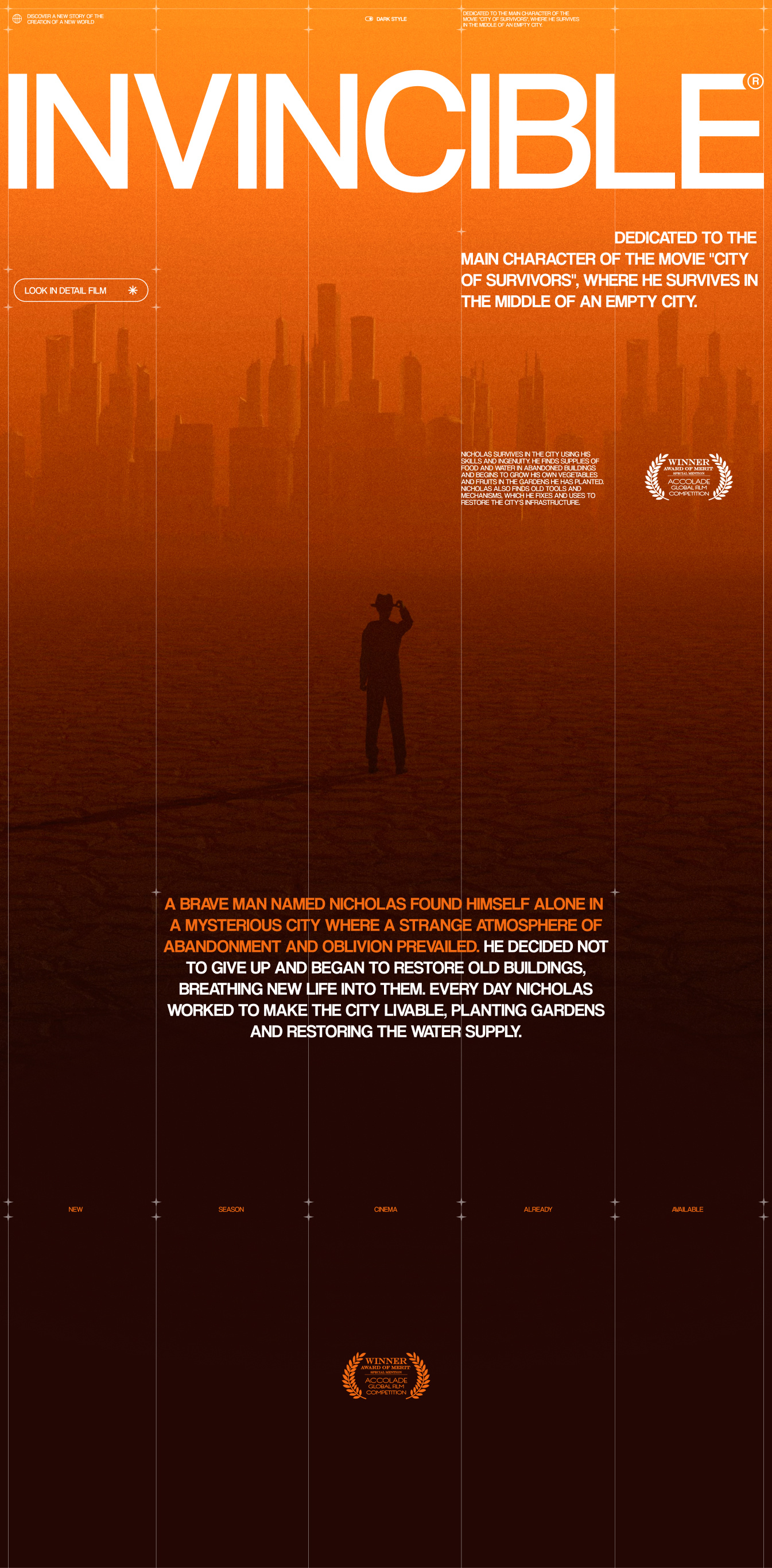 Website Invincible Award landing site ui web