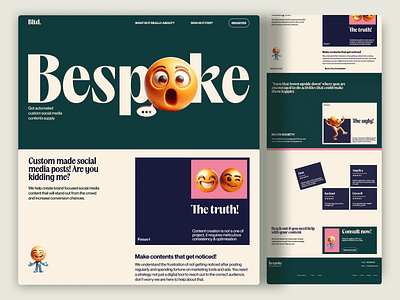 Bespoke Website 3d art ai character clean creative full page landing page marketing minimal typeface ui ux website