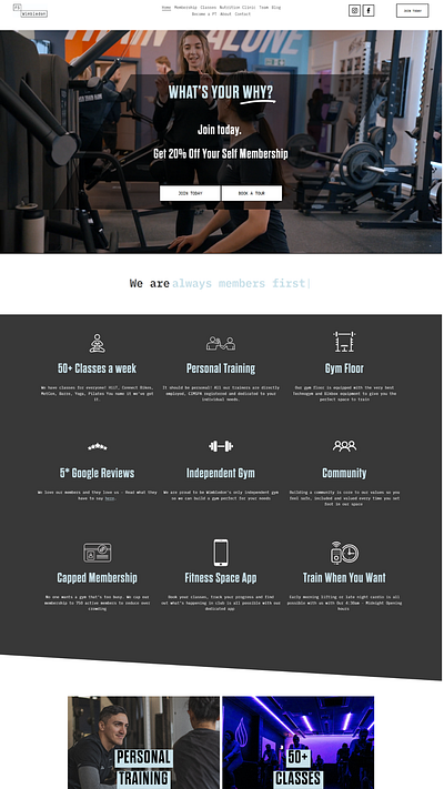 Gym Squarespace Homepage Redesign business css design fitness gym health squarespace web web design website