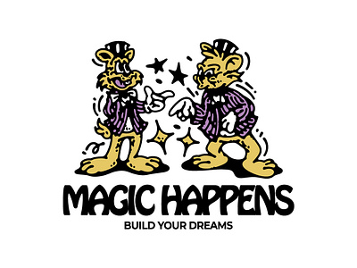 Magic Happens artwork brand cartoon clothing brand design design for sale doodle graphic design graphic t shirt illustration retro design vintage design
