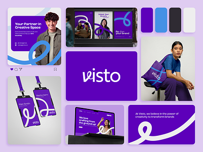 Visto design agency branding agency bilboard bold branding energetic energic fun graphic design id card logo merchandise modern personal brand personalized poster social media studio visual identity website design young