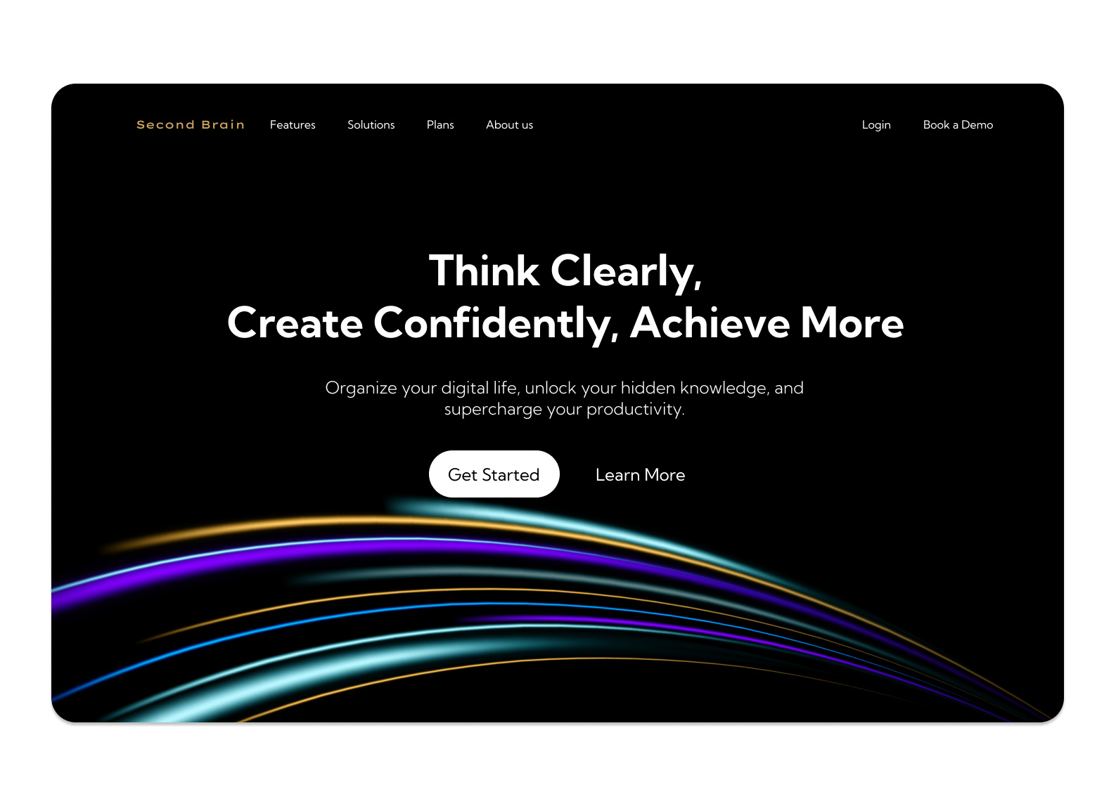 Second Brain Landing Page Exploration conceptdesign design designinspiration illustration knowledgemanagement landing landing page productivitytools tech ui ui design uiux ux webdesign website