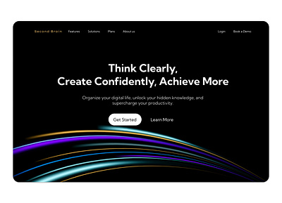 Second Brain Landing Page Exploration conceptdesign design designinspiration illustration knowledgemanagement landing landing page productivitytools tech ui ui design uiux ux webdesign website