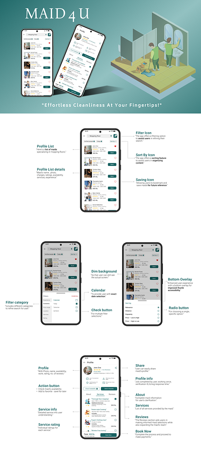Maid Service App animation app brand branding case study design figma graphic design logo maid maid service mobile app motion graphics service ui user experience user interface ux