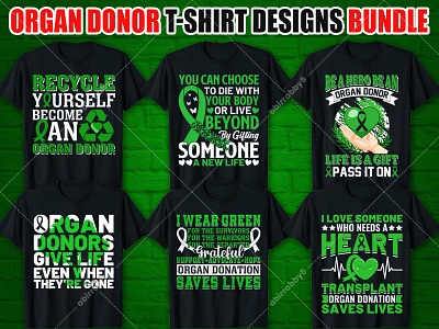 Organ Donor T-shirt Designs Bundle blood donation custom t shirt design donation donor health healthcare heart organ donor recycle shirt shirt design t shirt t shirt design tee tee shirt transplant typography typography t shirt vector illustration