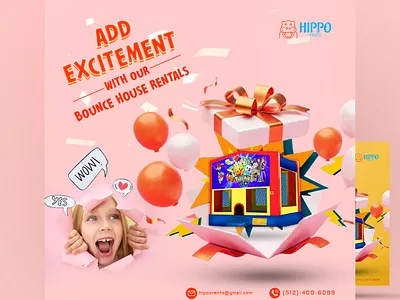 Excitement At Bounce House Banner banner branding design graphic design illustration illustrator logo photoshop social media banner social media post typography vector